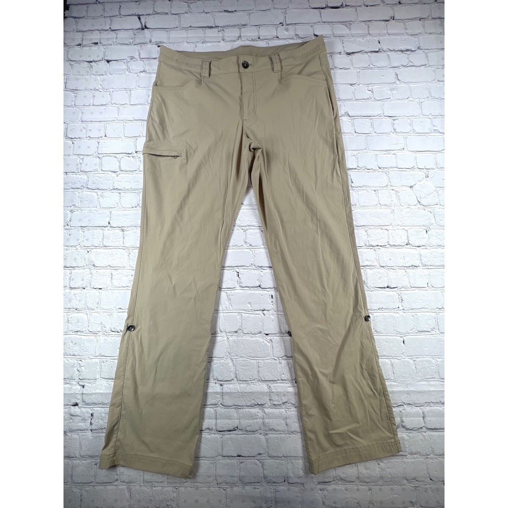 Eddie Bauer Hiking Pants Women 14 Tan Excellent Roll Up Leg Button Straight